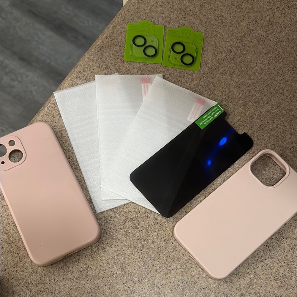 6 items -Two Silicone Pink Phone Cases with 4 Screen Protectors!! iPhone 13 mini